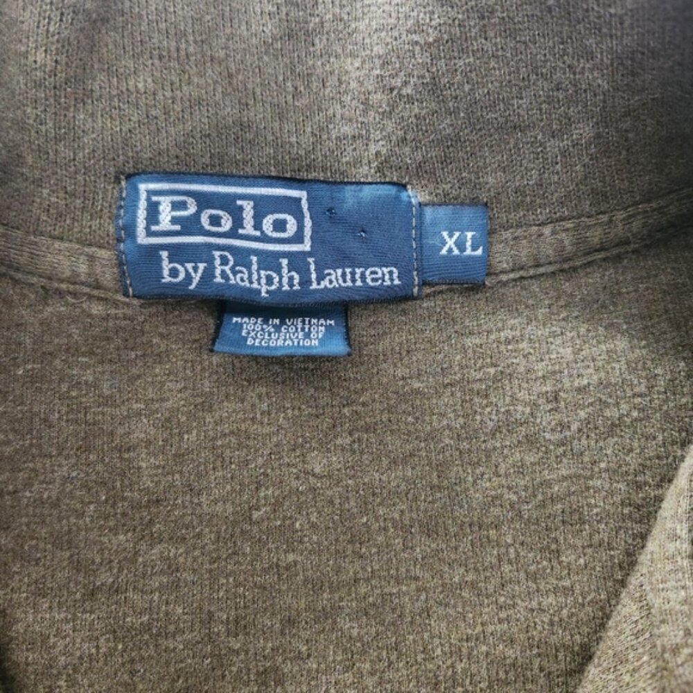 POLO RALPH LAUREN Men's Quarter Zip Pullover Sweater Moss Green XL Casual Warm - Picture 2 of 11